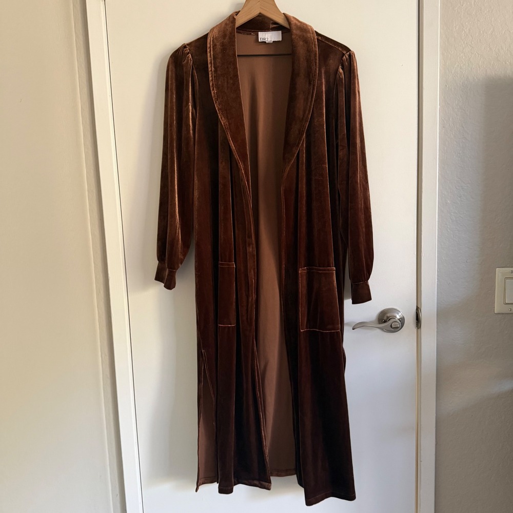 DR2 Women Brown Velvet Duster Long Sleeve 1X Whimsigoth Witchy Vampirecore
